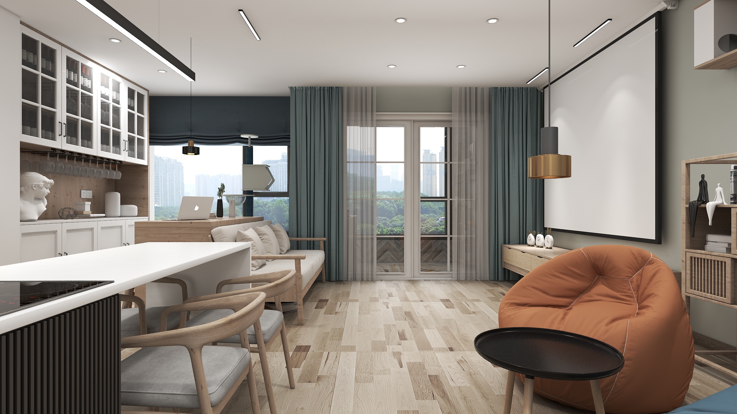 设计师孟凡金-海德公园83㎡1室装修效果图