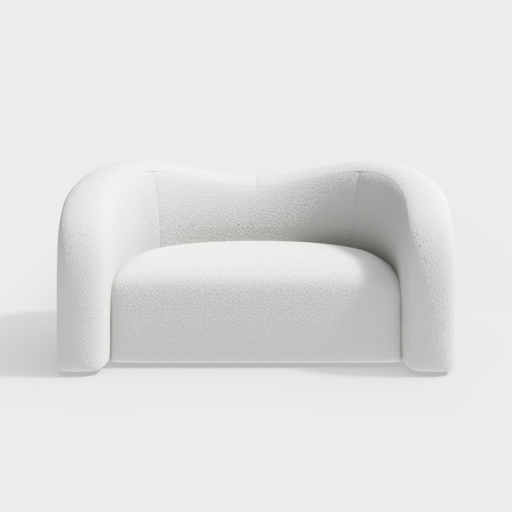 1700 mm Weiß moderes Boucle gepolstertes gebogenes 3-Sitzer-Sofa für Wohnzimmer