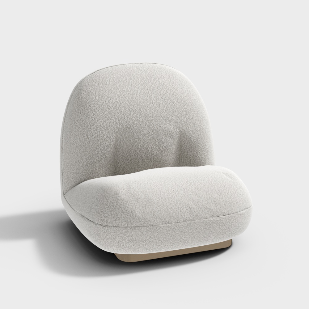 Off-White Boucle Floor Sofa Lounge Chair Soft Cushion Single Sleeper