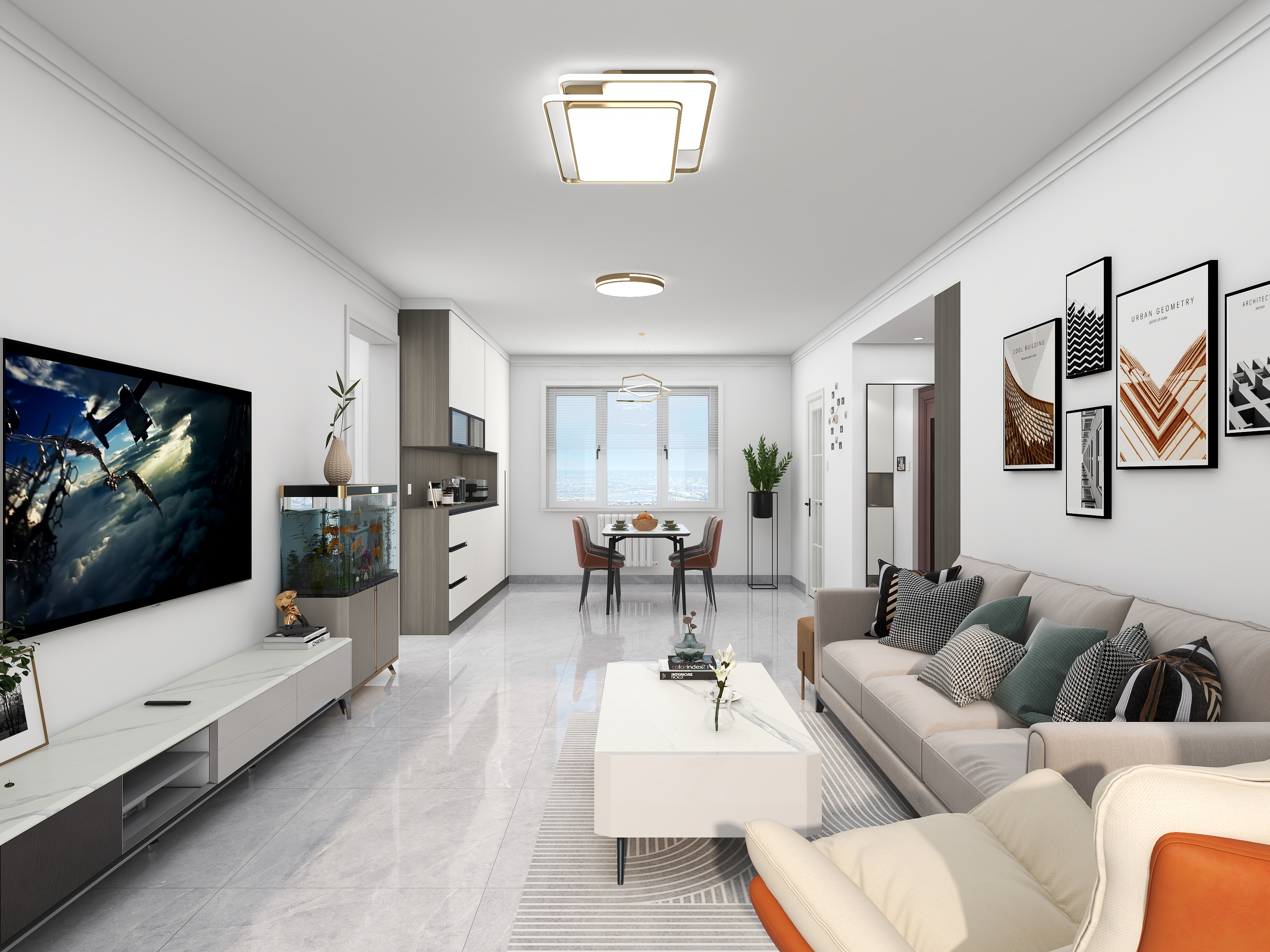 杨昆-101平大两居简约风装修效果图