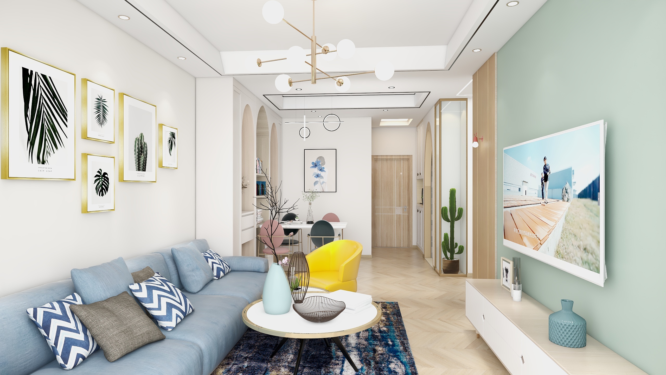 专为你而设计-德信海德公园83.00㎡A2’3室2厅1卫1厨装修效果图