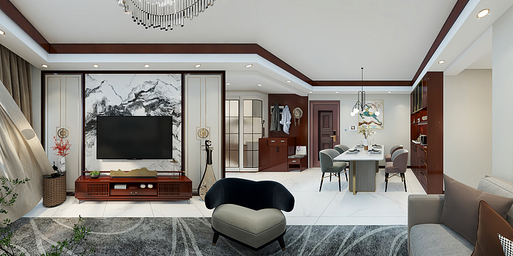 SpaceDesign张-《南姜馨苑》新中式98㎡户型整装设计-装修设计方案