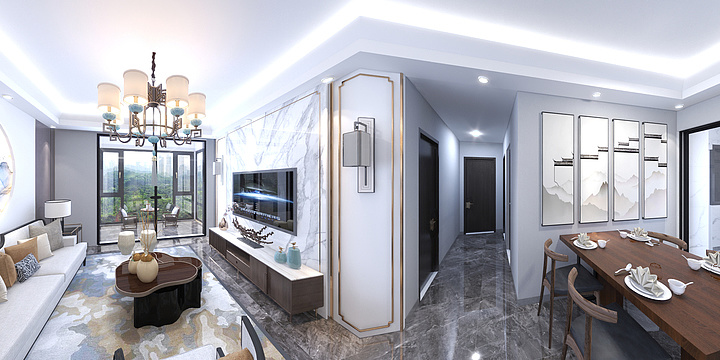 九泓装饰V伟-绿地新里城107新中式-装修设计方案