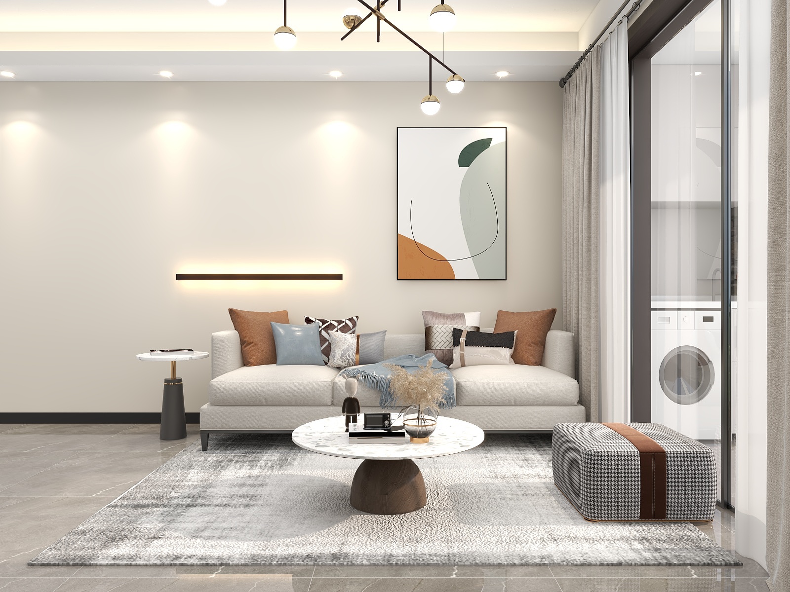 吴爽-现代简约风格三室设计装修效果图