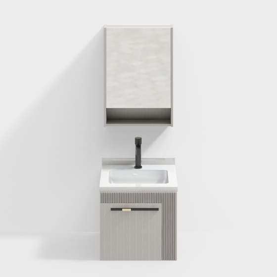 Kington Bathroom Cabinet 3D Model in Gray