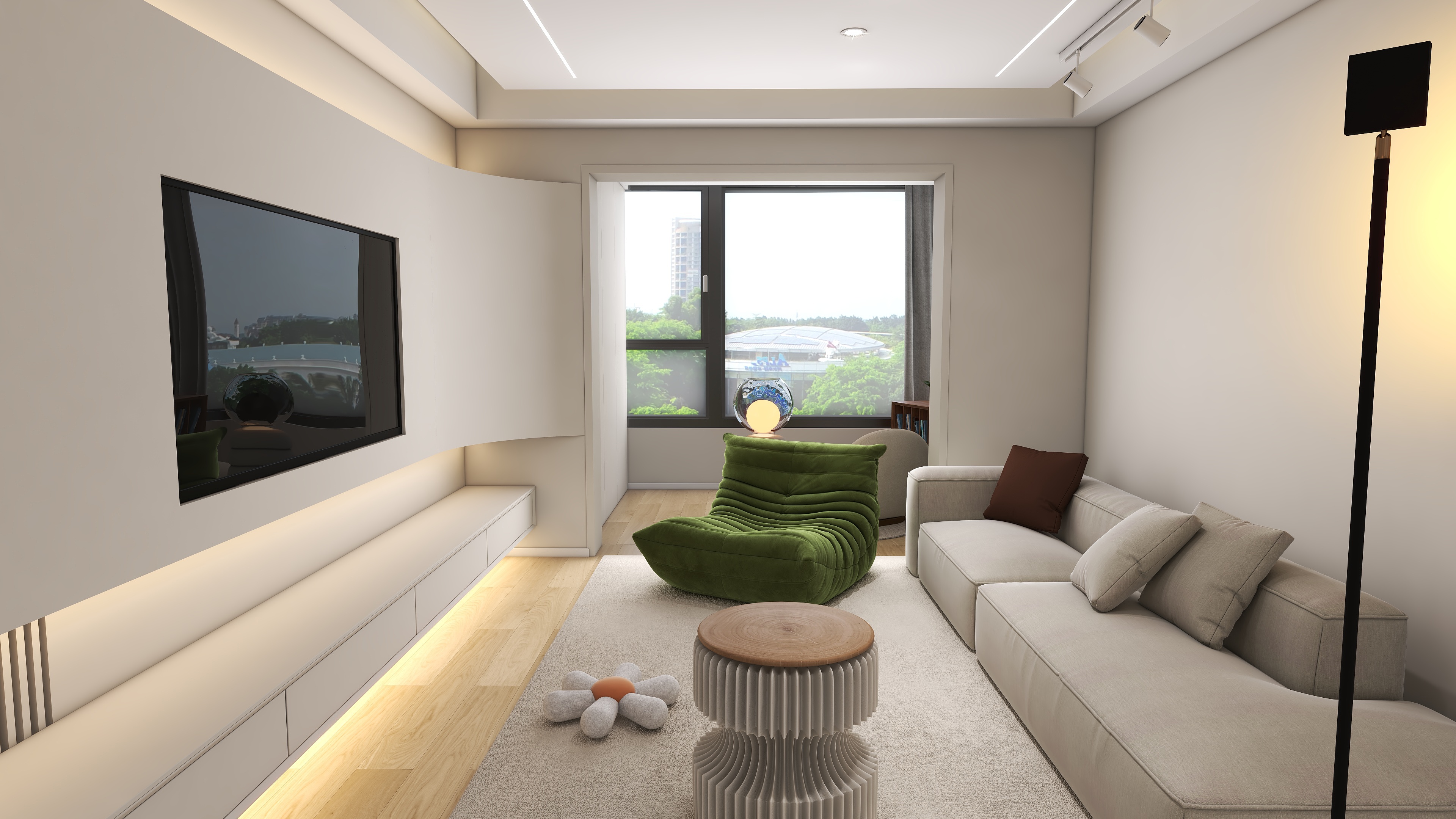 云杉空间设计-扬州-富春山居-现代风格装修效果图