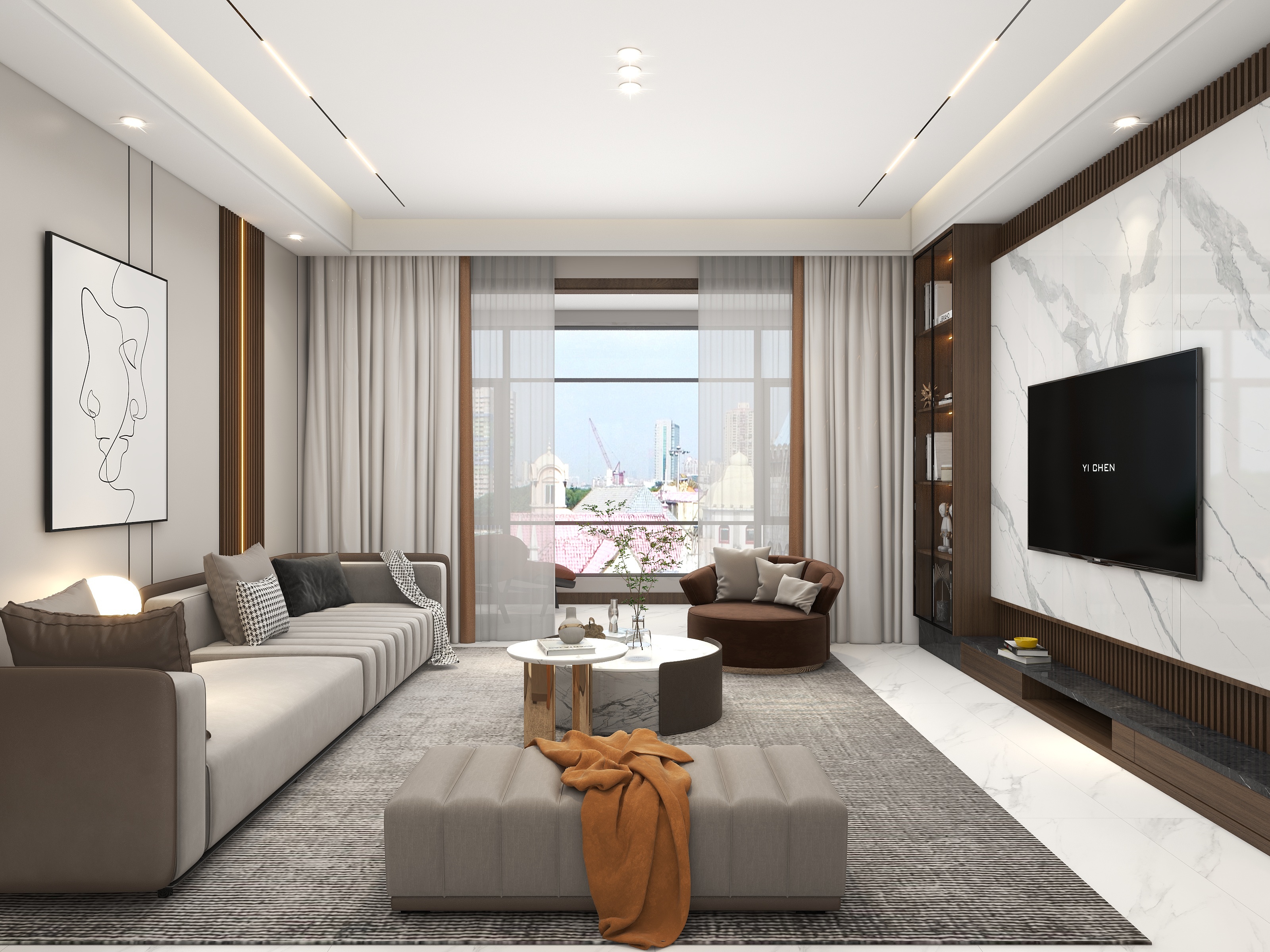 吴爽-现代轻奢风格三室设计装修效果图