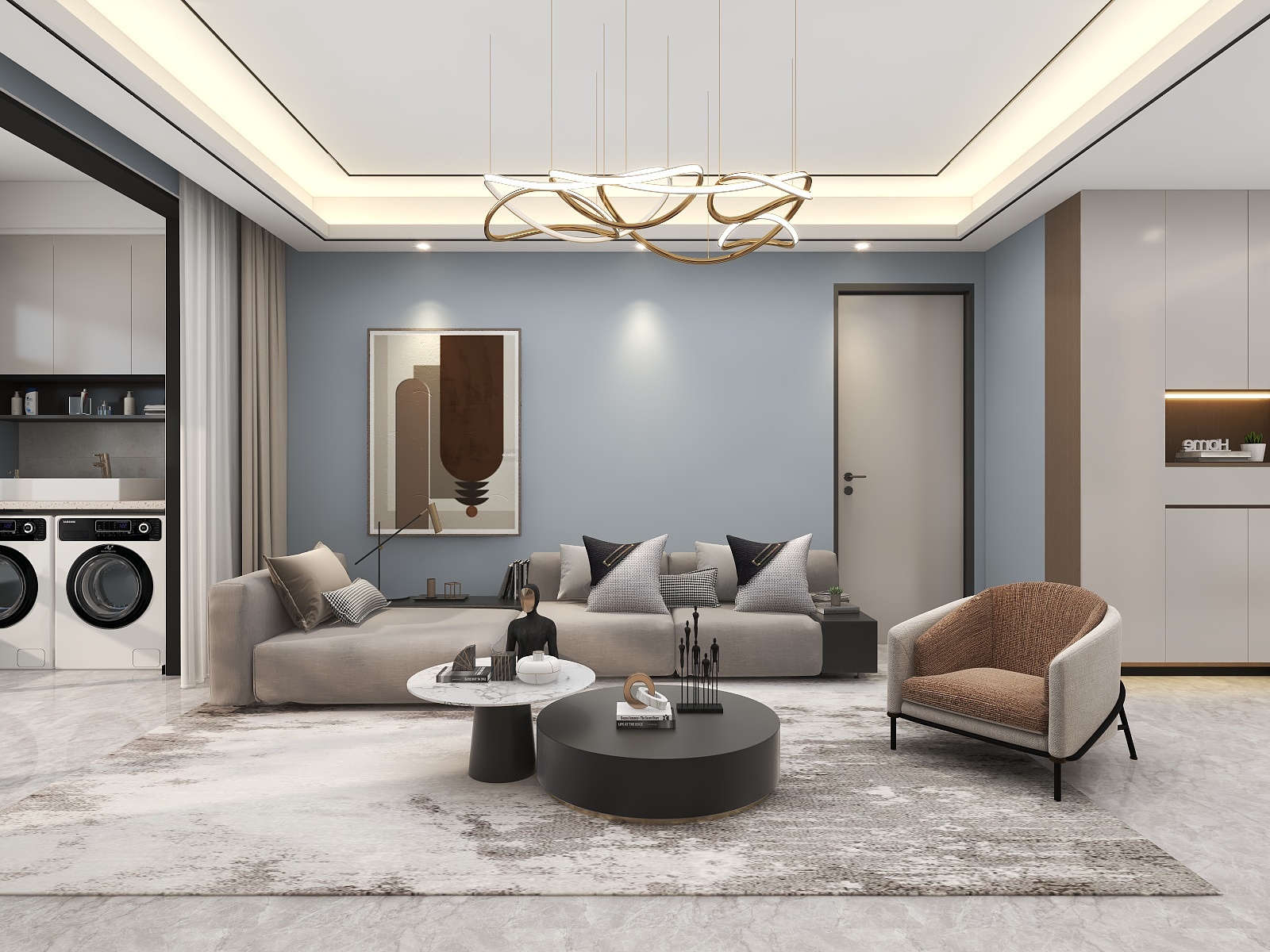 100元设计方案-126平米现代简约风格两室装修效果图