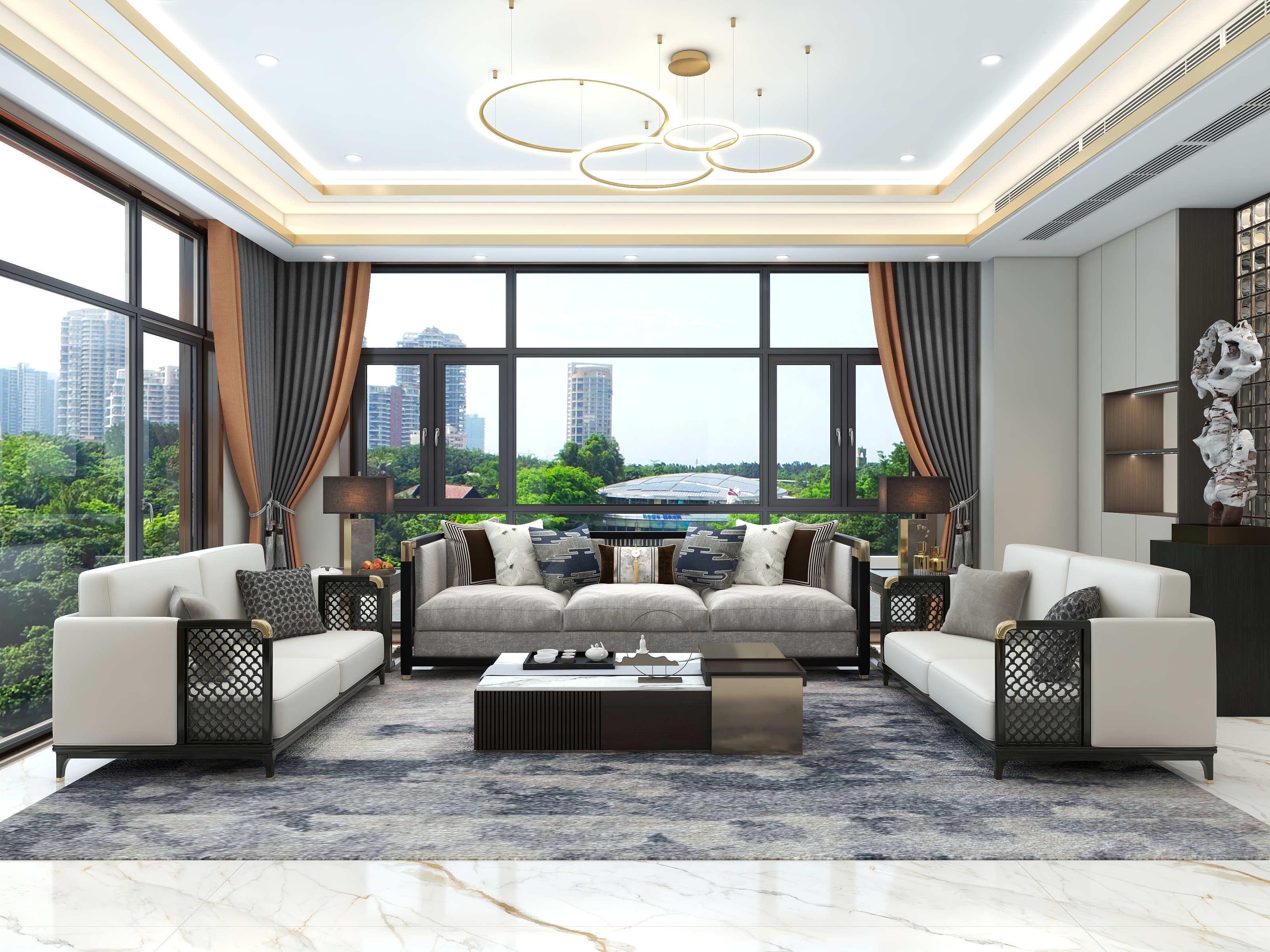 湛智华-新中式别墅348平5房装修效果图