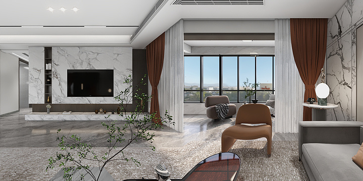 创艺美家空间设计-现代简约风平层森林花语-装修设计方案