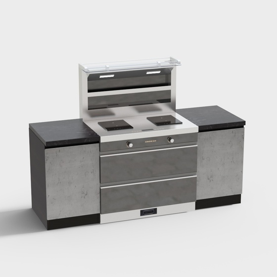Integrated Stove 3D Model in Gray