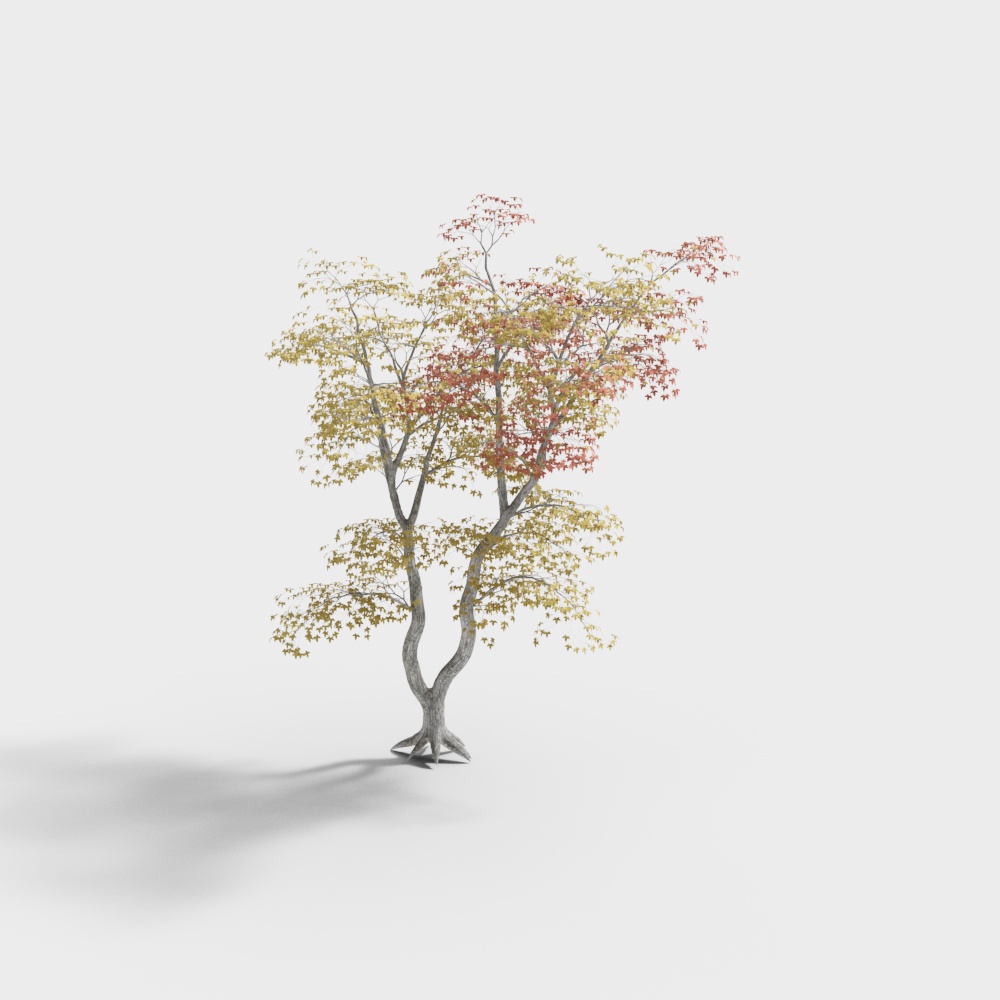 现代树-红枫叶（带黄叶）3D模型