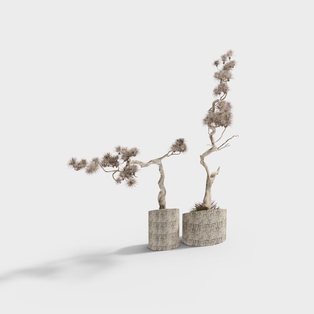 日式假山庭院枯山水石景观小品-枯木