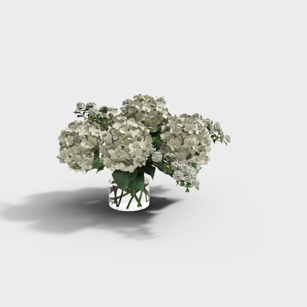 现代花艺摆件-白色小清新花3D模型