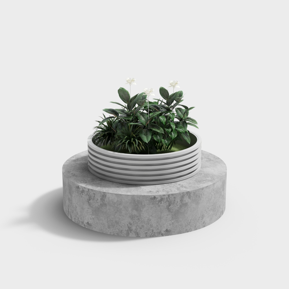 现代户外绿植绿化带小品-33D模型