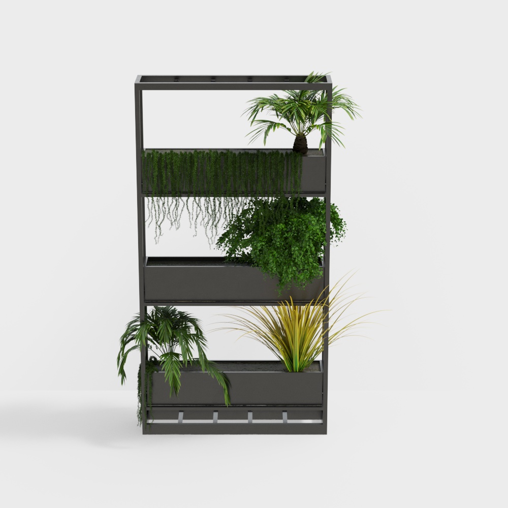 现代绿植盆栽1-植物柜3D模型