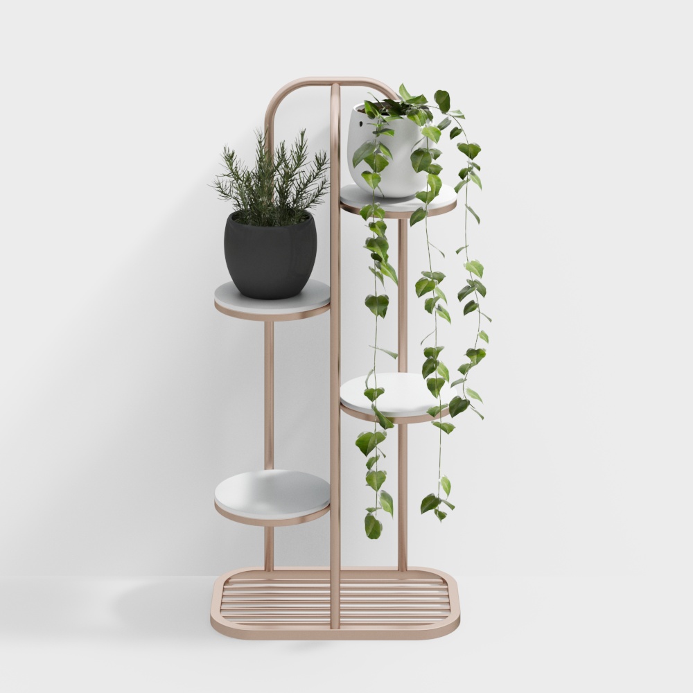 现代金属花架绿植盆栽-中花架3D模型