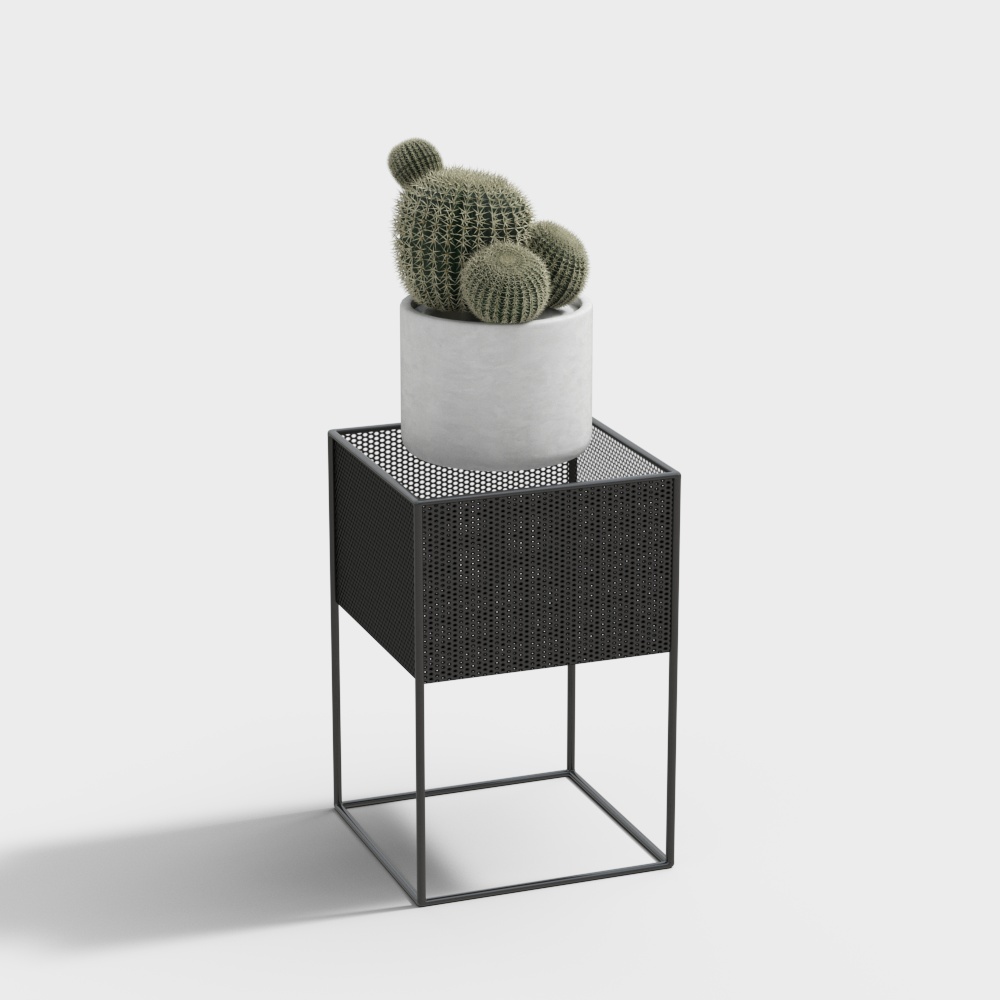 现代绿植盆栽-仙人球3D模型
