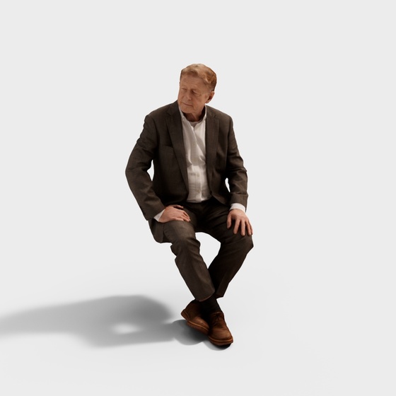 Sitting Man 3D Model in Black Finish