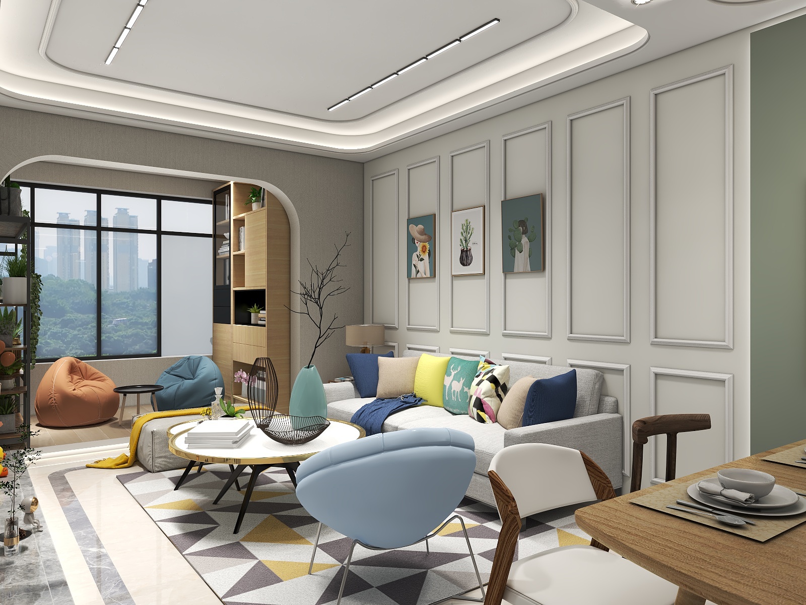 洛栀zyr-德信海德公园83.00㎡A2’3室2厅1卫1厨-装修设计方案