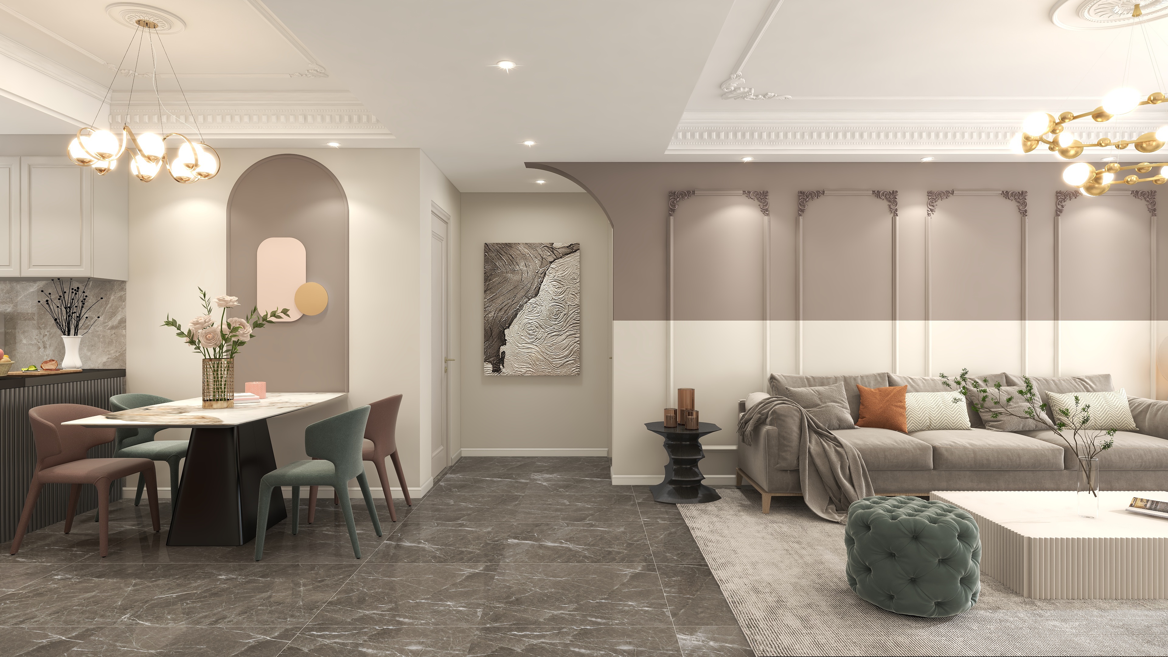 大金空调官方-现代法式轻奢|奶油色打造浪漫城堡装修效果图