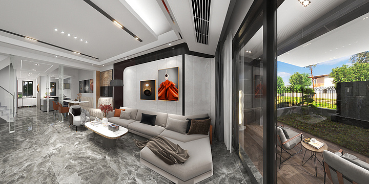 源米空间-途荟-后现代-黑白灰-装修设计方案