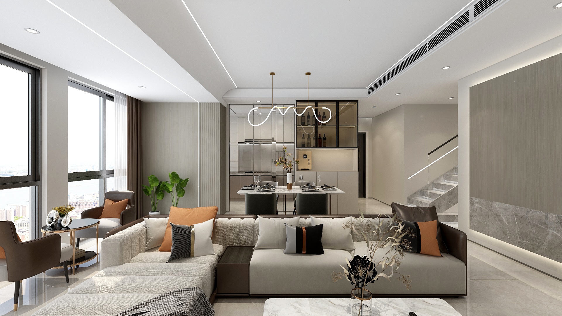 李青越-210方现代轻奢跃层装修效果图