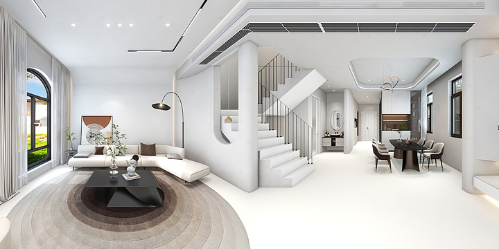 QX-Design-侘寂奶油别墅-装修设计方案