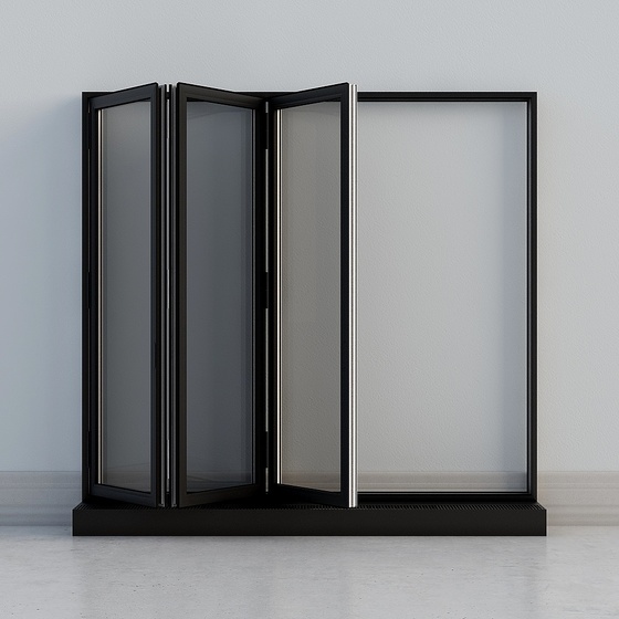 Black and Gray Sliding Window 3D Model for Modern Homes