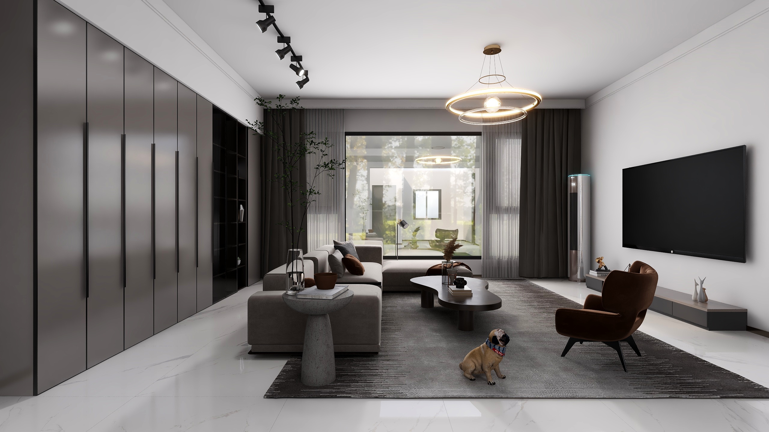 瀛洲设计-132中央公园c8-1-501效果图-装修设计方案