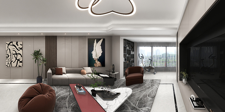 光述空间设计工作室-十里长江4室 轻奢现代样板间-装修设计方案