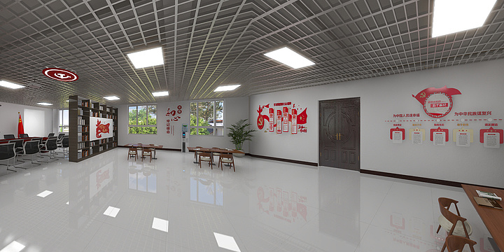 领航者广告传媒-恰热克15村党员活动室-装修设计方案