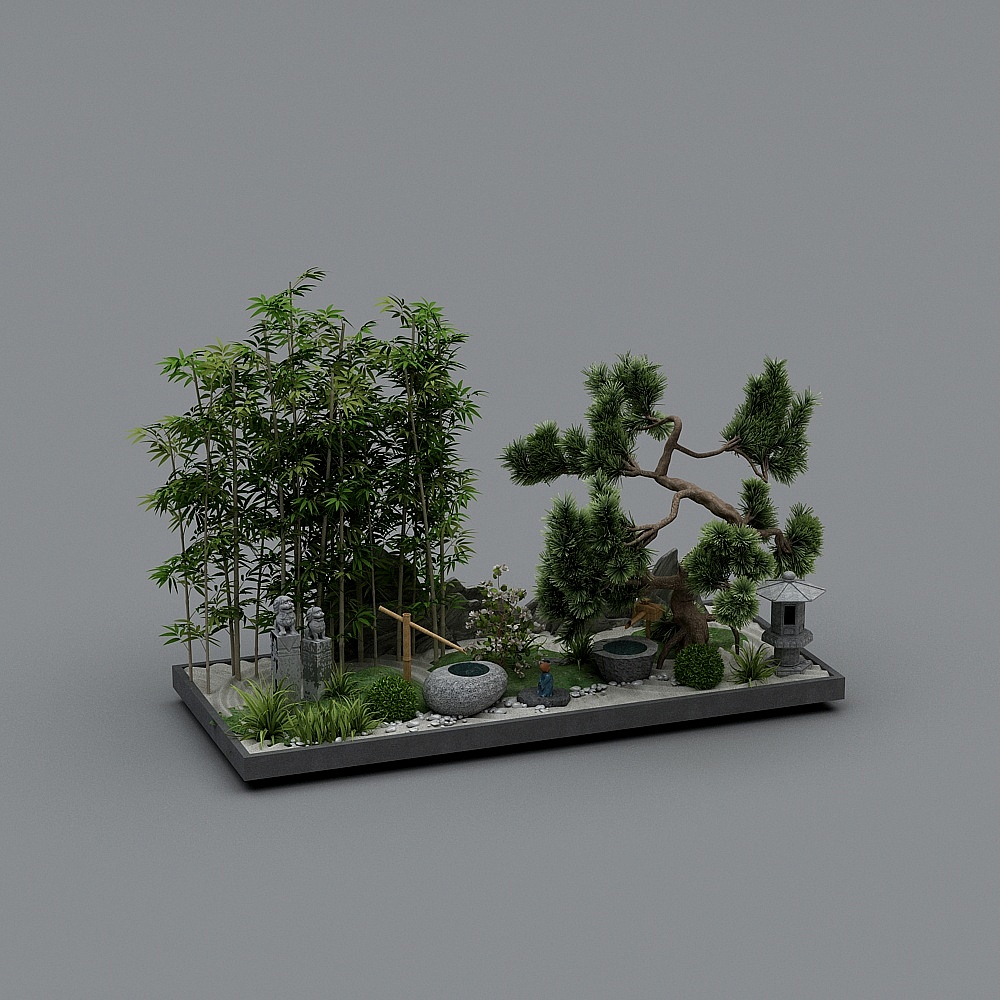 新中式景观园林-景观小品1