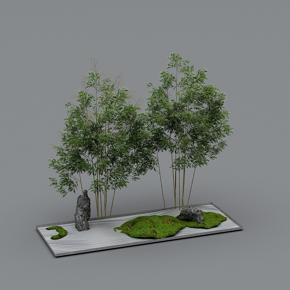 新中式园林景观小景-2-竹子