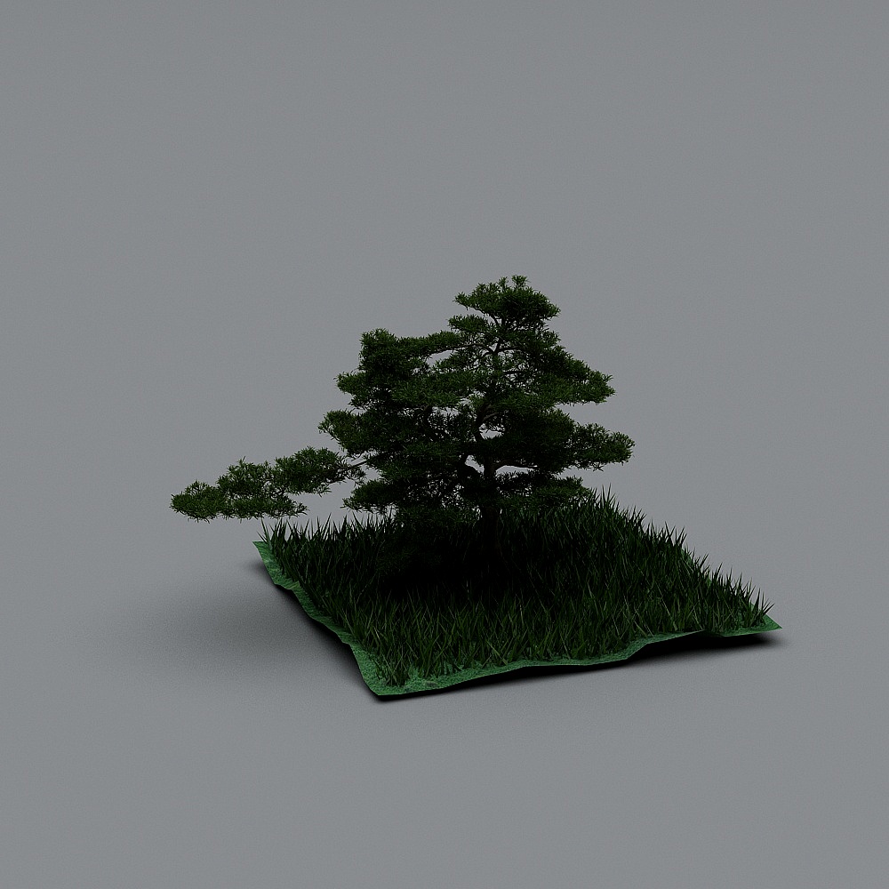 新中式园林景观小品-7-景观树组合3D模型