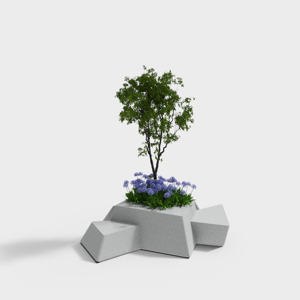 现代树池公用椅-花坛
