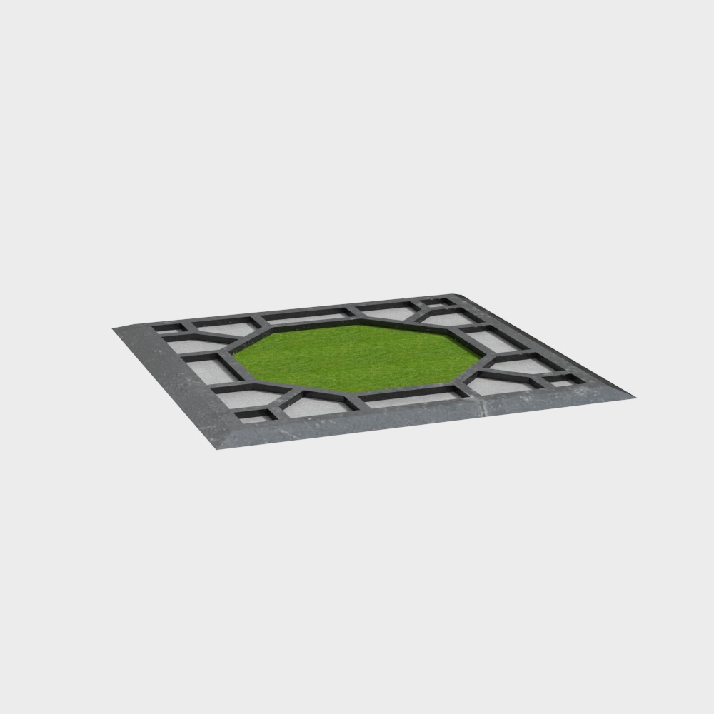 现代树池坑-方形3D模型