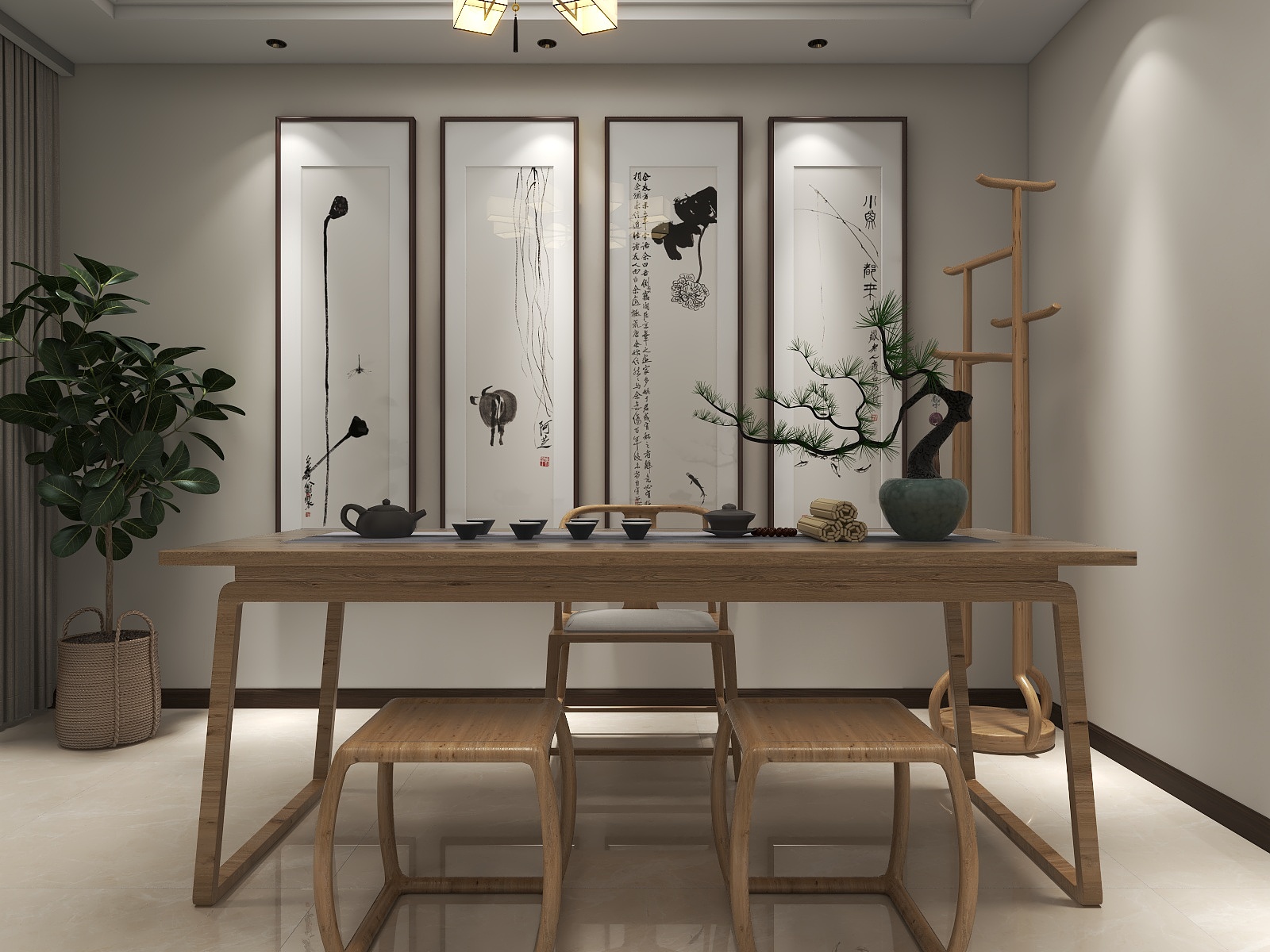 天水全案设计师白老师-新中式茶楼方案装修效果图