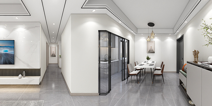 北海装修李工-现代黑白灰三房-装修设计方案