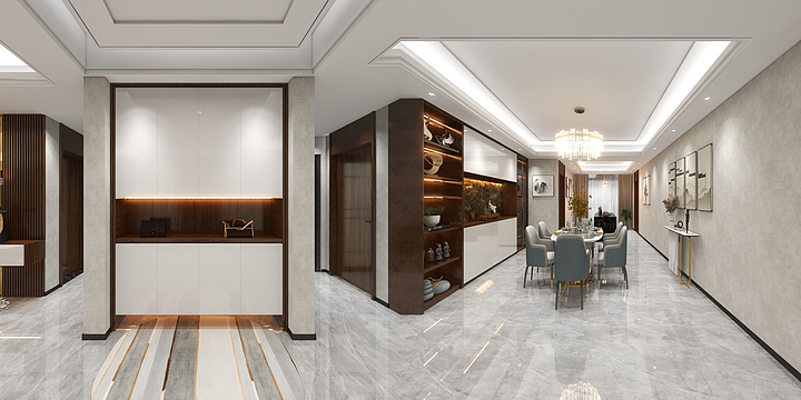 九方凯慕-D1户型-156平-新中式轻奢风-装修设计方案