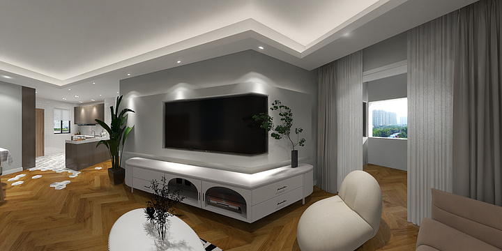 星河设计章旭-德信海德公园83.00㎡A2’3室2厅1卫1厨-装修设计方案