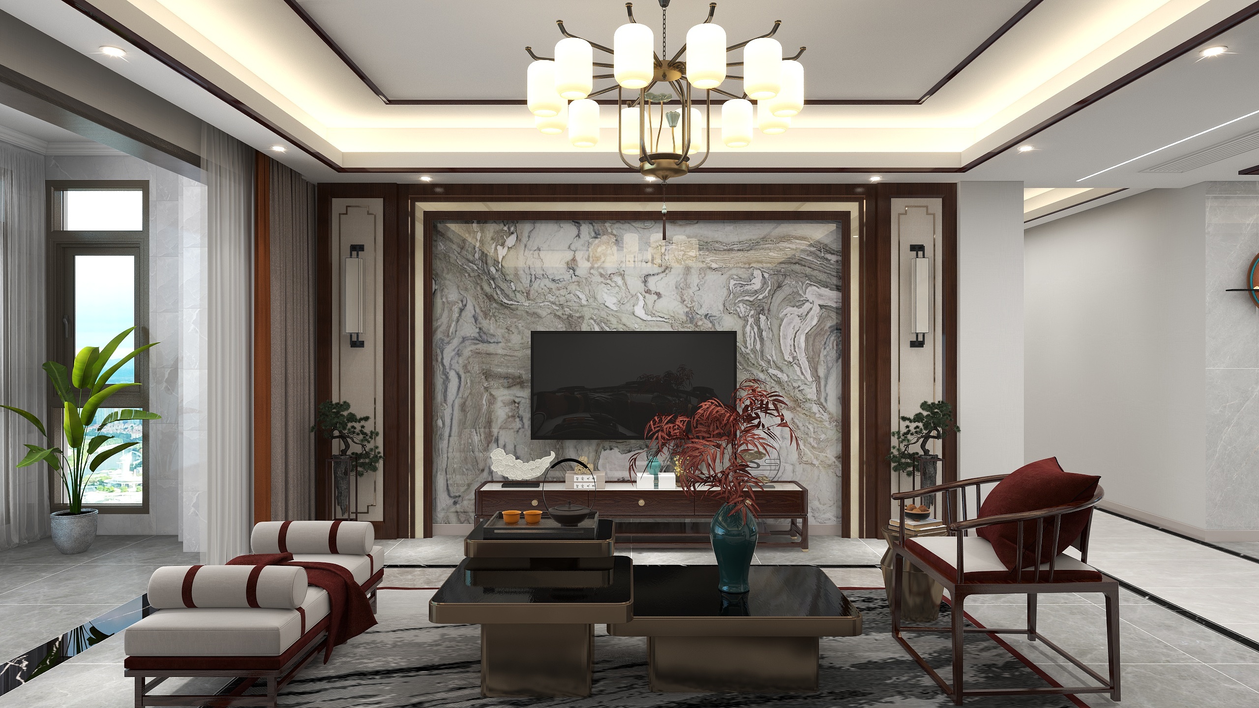 魏涛-信合海棠苑中式四室160平方装修效果图