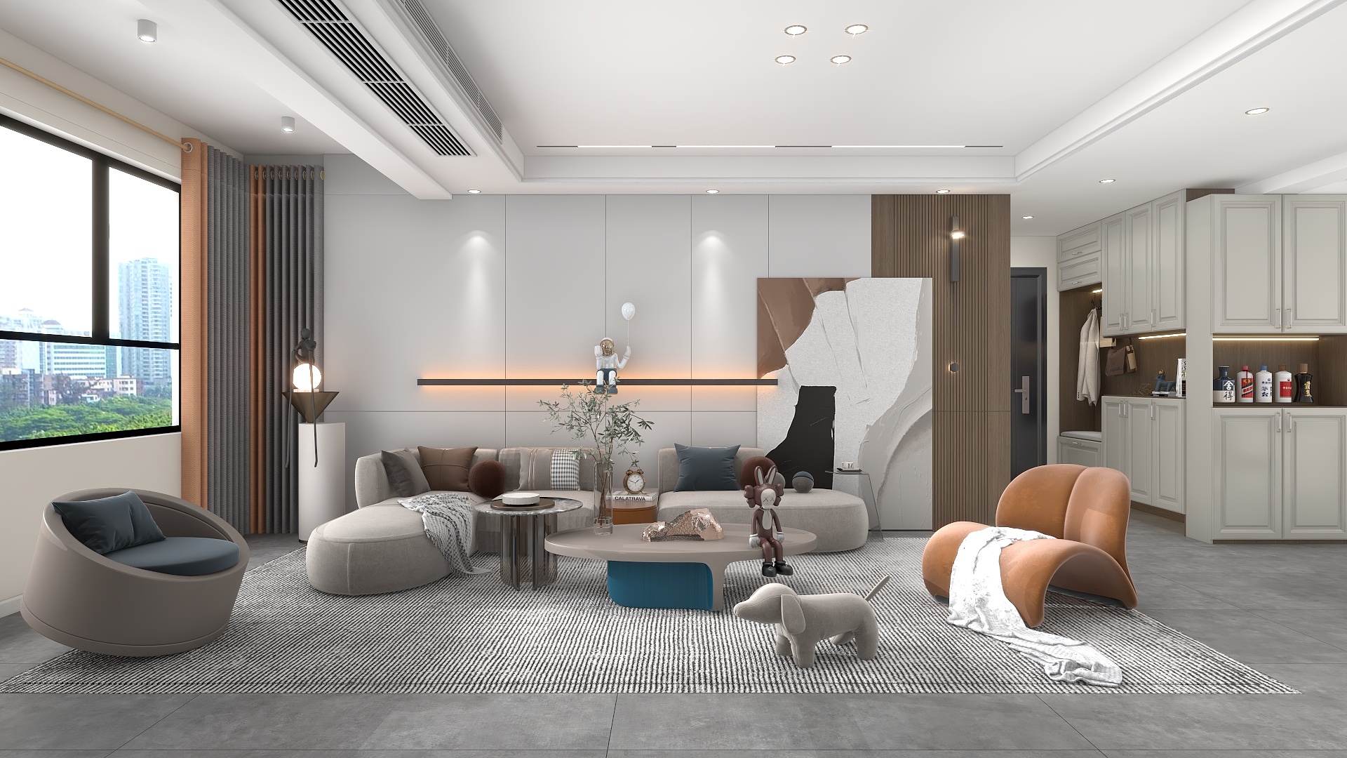 一品设计YP-现代五居室装修效果图