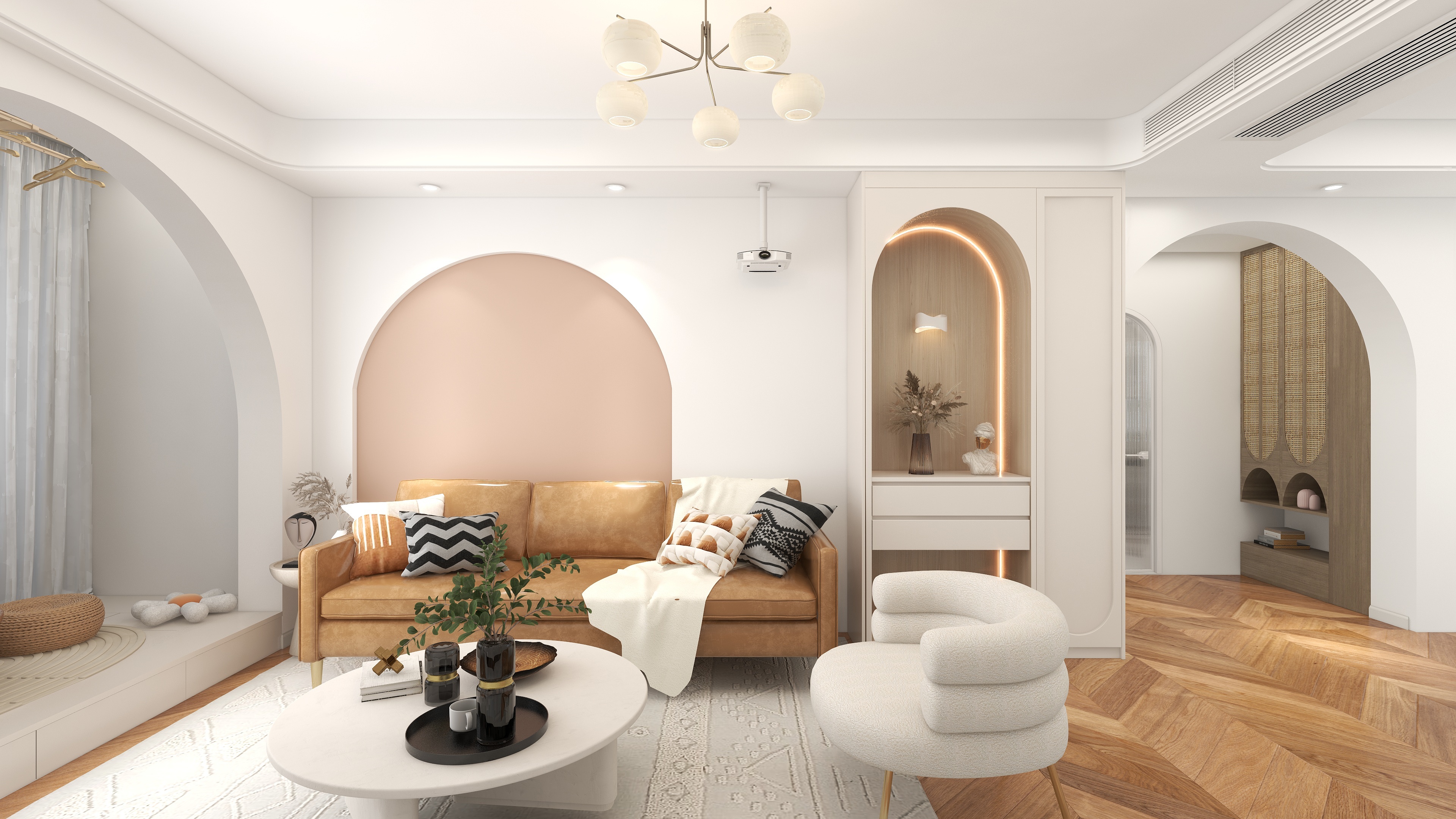 大金空调官方-100㎡奶咖马卡龙混搭风设计,尽显夏日缤纷。装修效果图