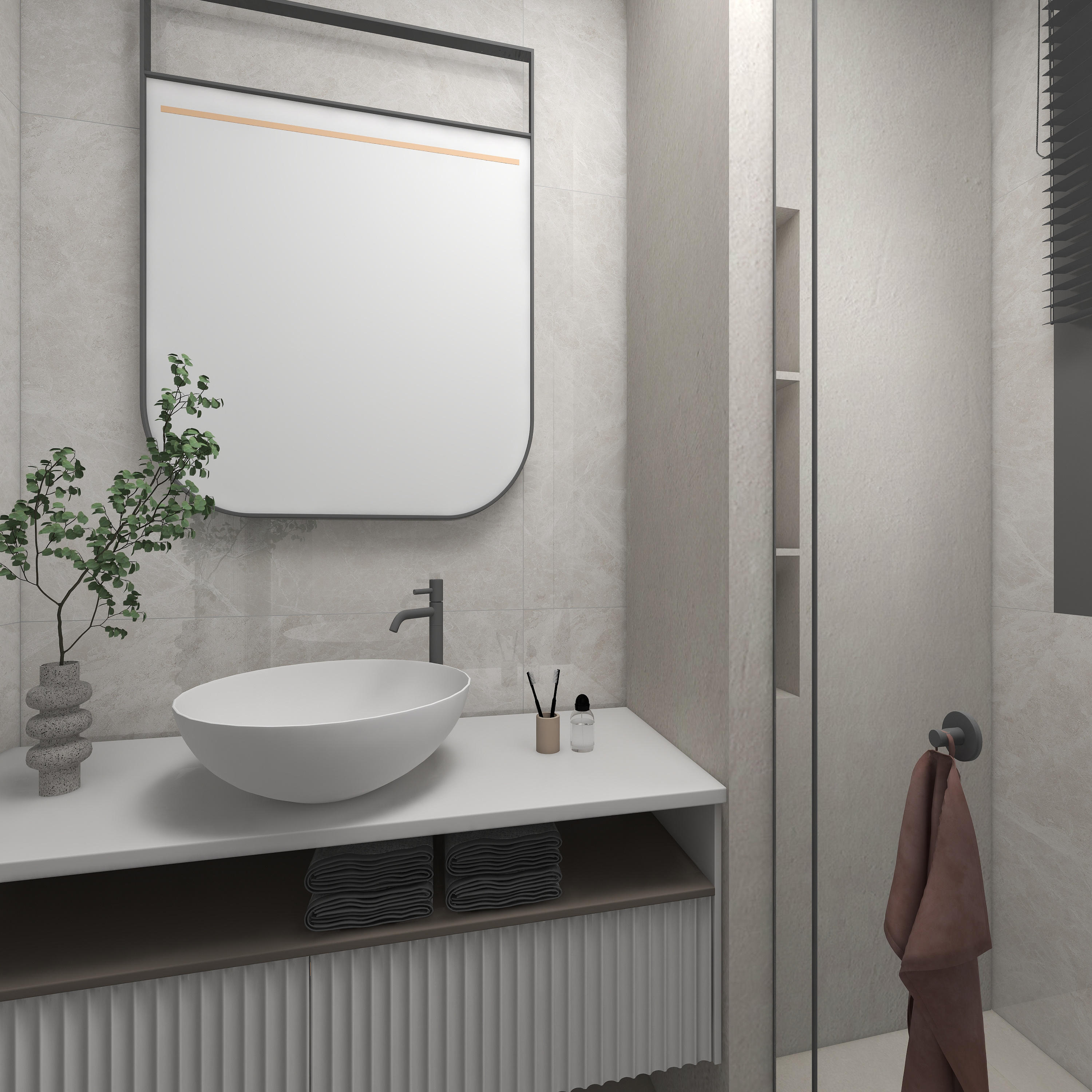 美宅玲子-美宅玲子 | 返璞归真侘寂风三居108平一层卫生间装修效果图第3张