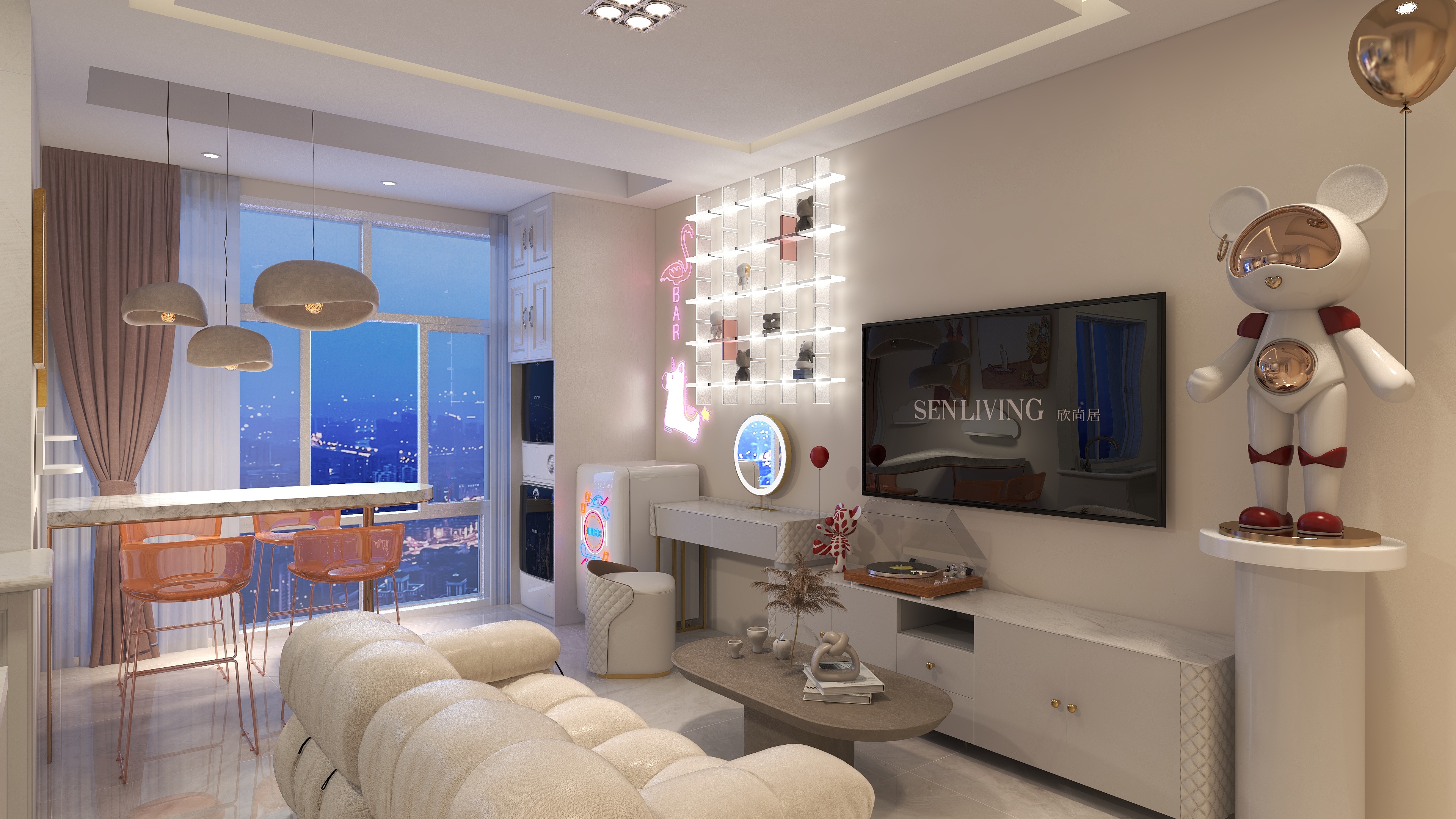 林洛LXYE-单身奶油蜜桃屋-装修设计方案