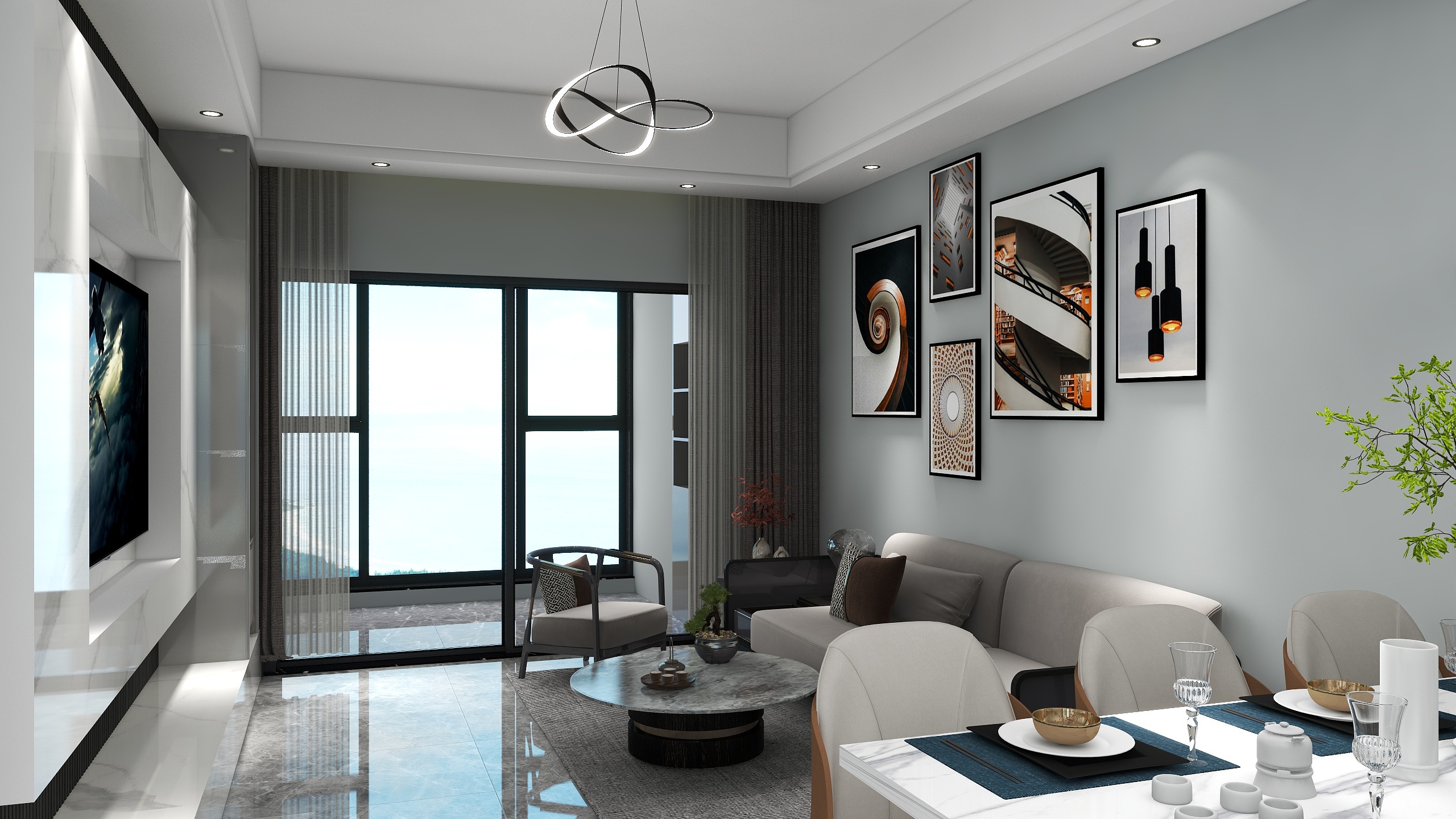 鲨鱼愛吃肉-德信海德公园83.00㎡A2’3室2厅1卫1厨-装修设计方案