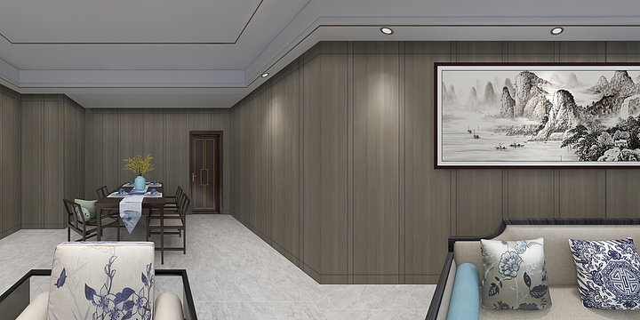 周新宏-新中式客厅场景设计-装修设计方案
