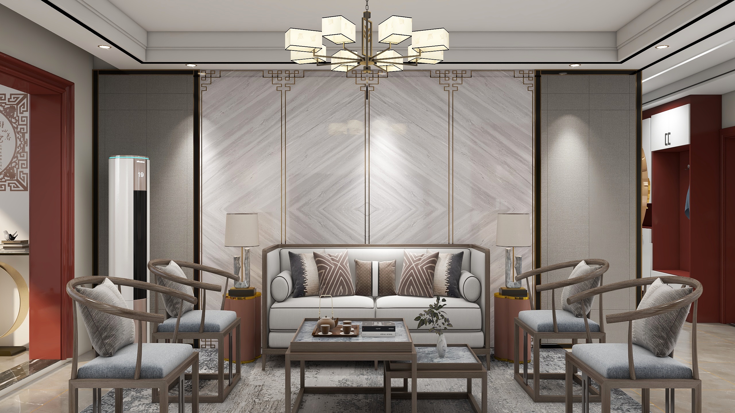 褚万东-新中式三室二厅二卫126平方-装修设计方案