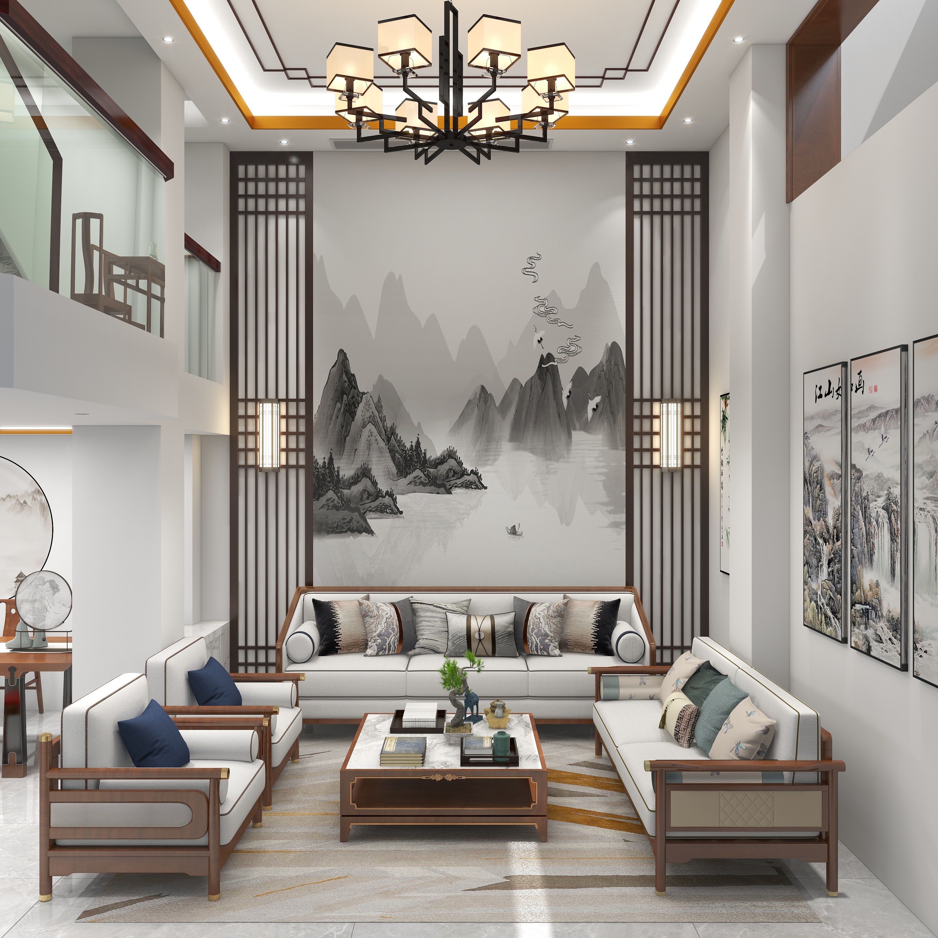 绍兴独秀-350方新中式合院装修效果图